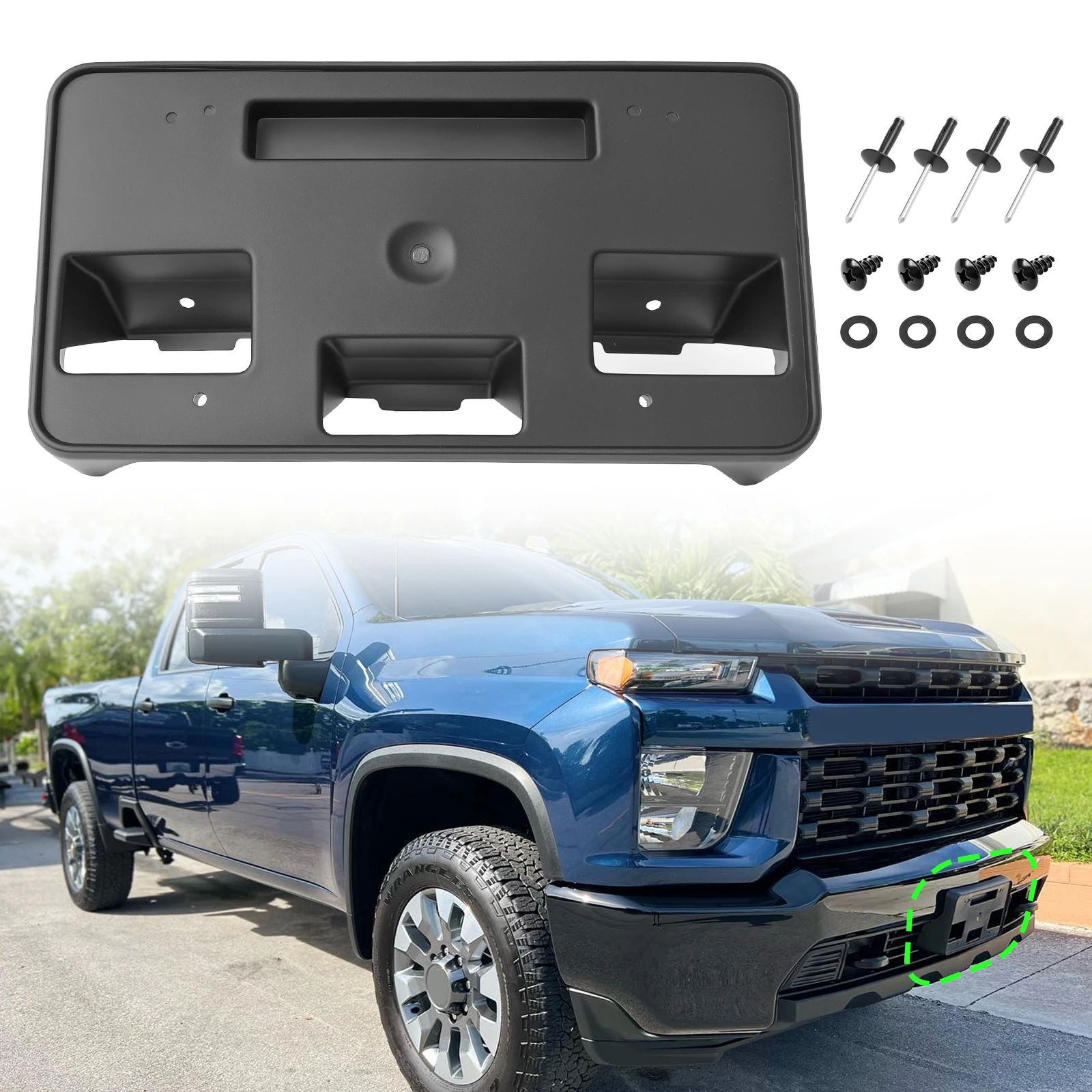

84186106 GM1068212 Car Front Bumper License Plate Bracket Frame Holder For Chevy Silverado 2500 3500 HD 2020 2021 2022 2023