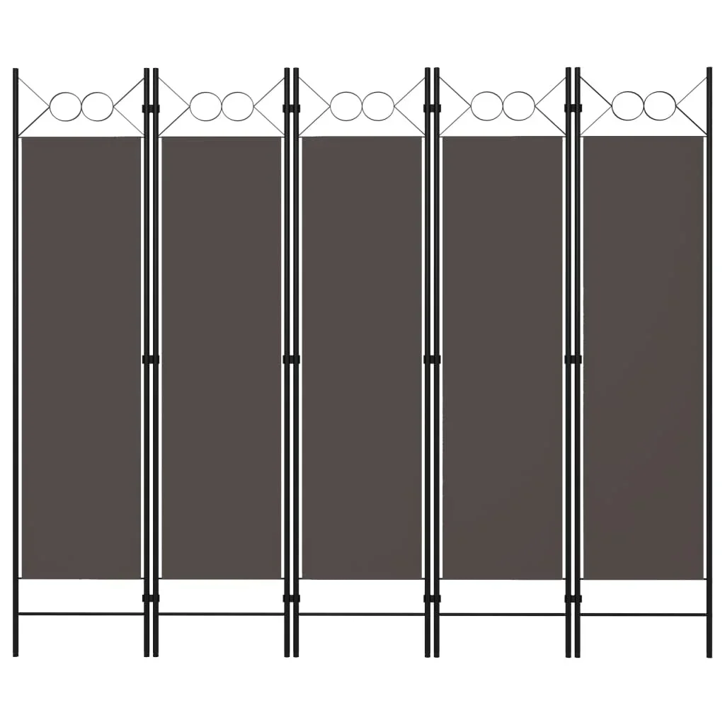 Vidaxl Anthracite 5-Panel Room Divider 200X180 Cm Privacy Screen,Blackout Screen,Interior Decoration