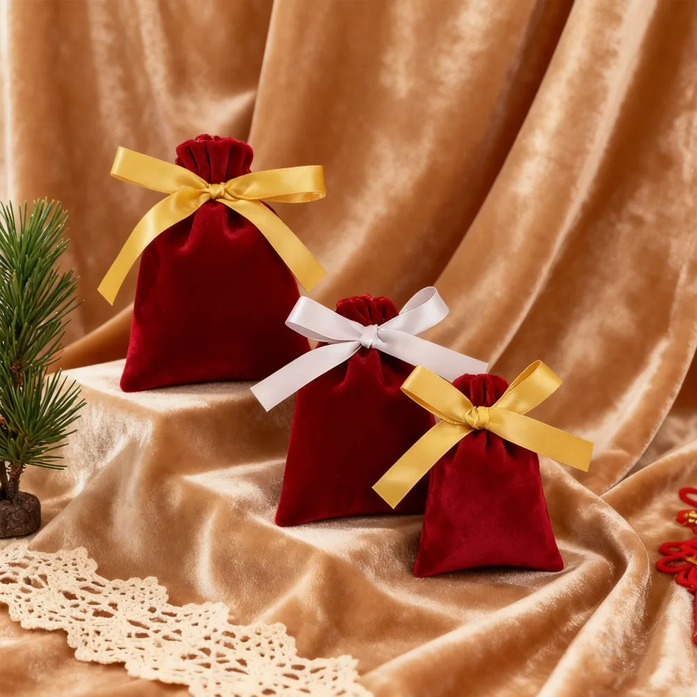 

50, толстые бархатные сумки для упаковки ювелирных изделий, маленькие сумки на заказ с лентой, шикарная свадебная сумка-саше, косметические подарочные пакеты