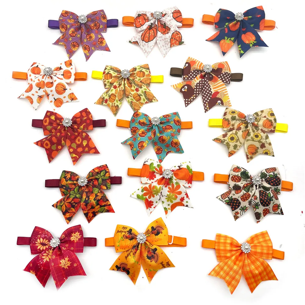 50/100 stücke Herbst Stil Kleine Hund Fliege Haustier Hund Pflege Produkt Thanksging Hunde Bowties Pflege Produkte Kleine hund Zubehör