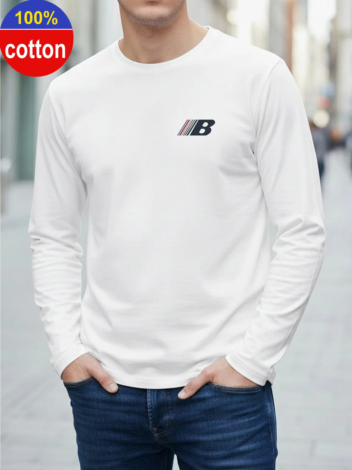 Men 100% Cotton Long Sleeve T Shirt Soft Breathable Crew Neck Tee For Spring Autumn Wine Red Green Dark Blue Casual Layering Bas