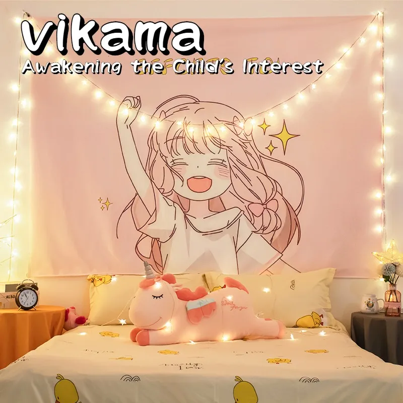 

VIKAMA Kawaii Декор для спальни Одеяло Кролик Девушка Милая комната Аниме Гобелен Настенное украшение для дома