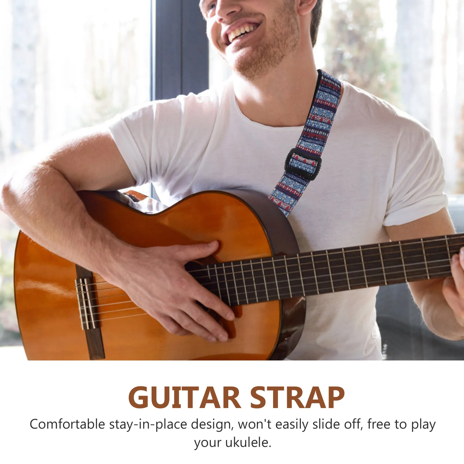 

1pc Ukulele Strap Adjustable Cotton Premium Quality Durable Ukulele Neck Belt Guitar Accessories Beautiful Pattern Easy