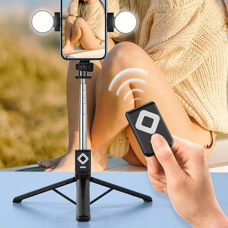 원격 셀카봉 휴대폰 삼각대, 무선 원격, 긴 확장형 휴대폰 삼각대, 원격 및 조명