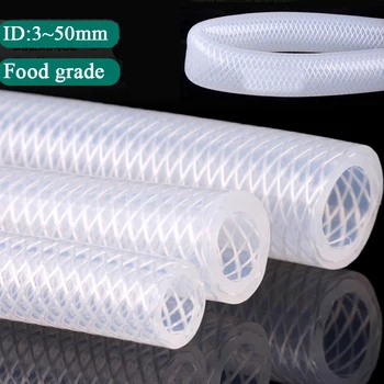 1m/Lot ID 3-50mm Food Grade Silicone Hose Double Layer Braided Rubber Hose Heat Resistant High Presure Explosion-proof Tube