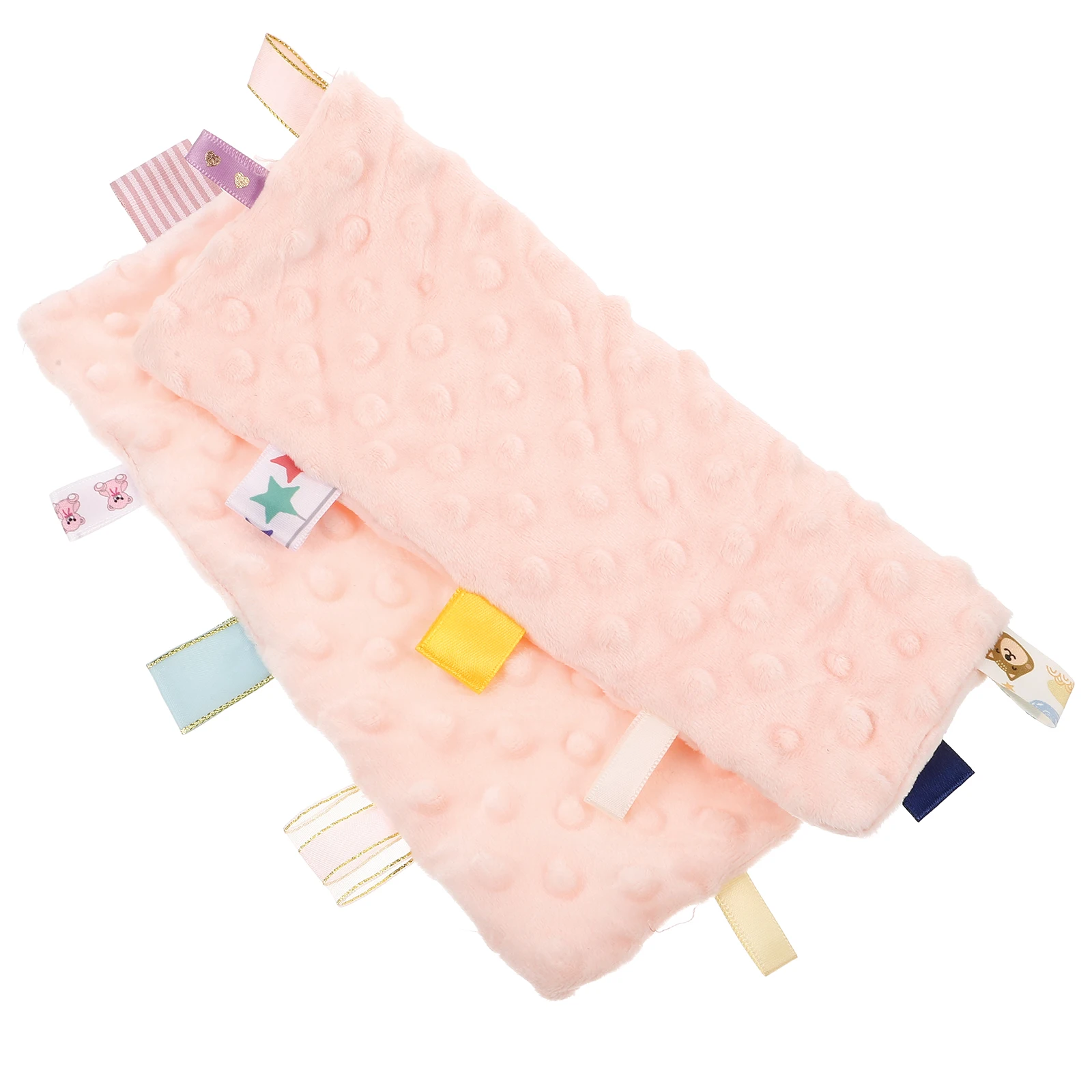

Soothing Towel Baby Security Blanket Pink Crystal Small Decorative Infant Teething Tags Blankets for Newborn