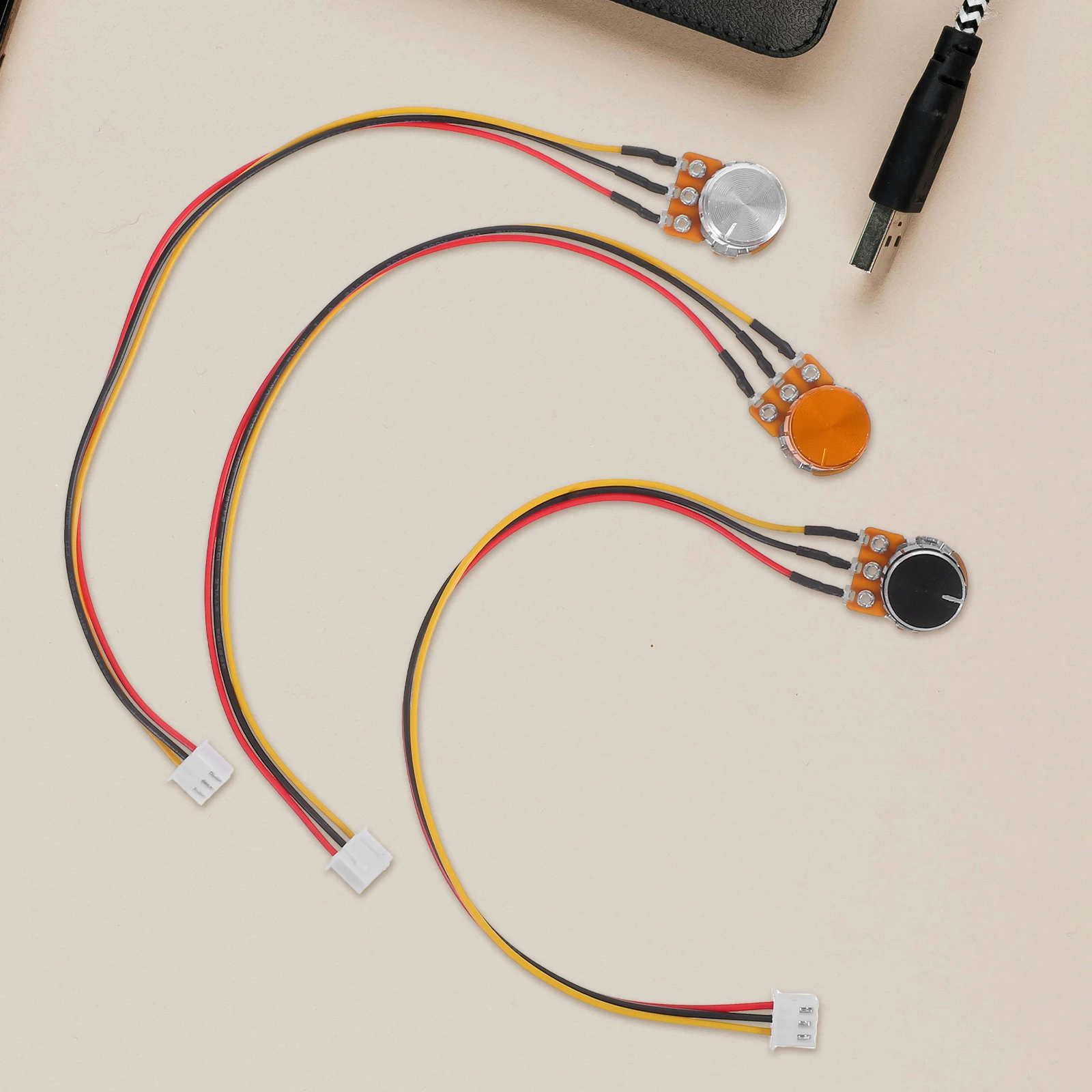 

3 set Rotary Knob Potentiometer 20Cm Wire Precision Adjustable Variable Resistor Panel Mount Electronic Connector For Audio