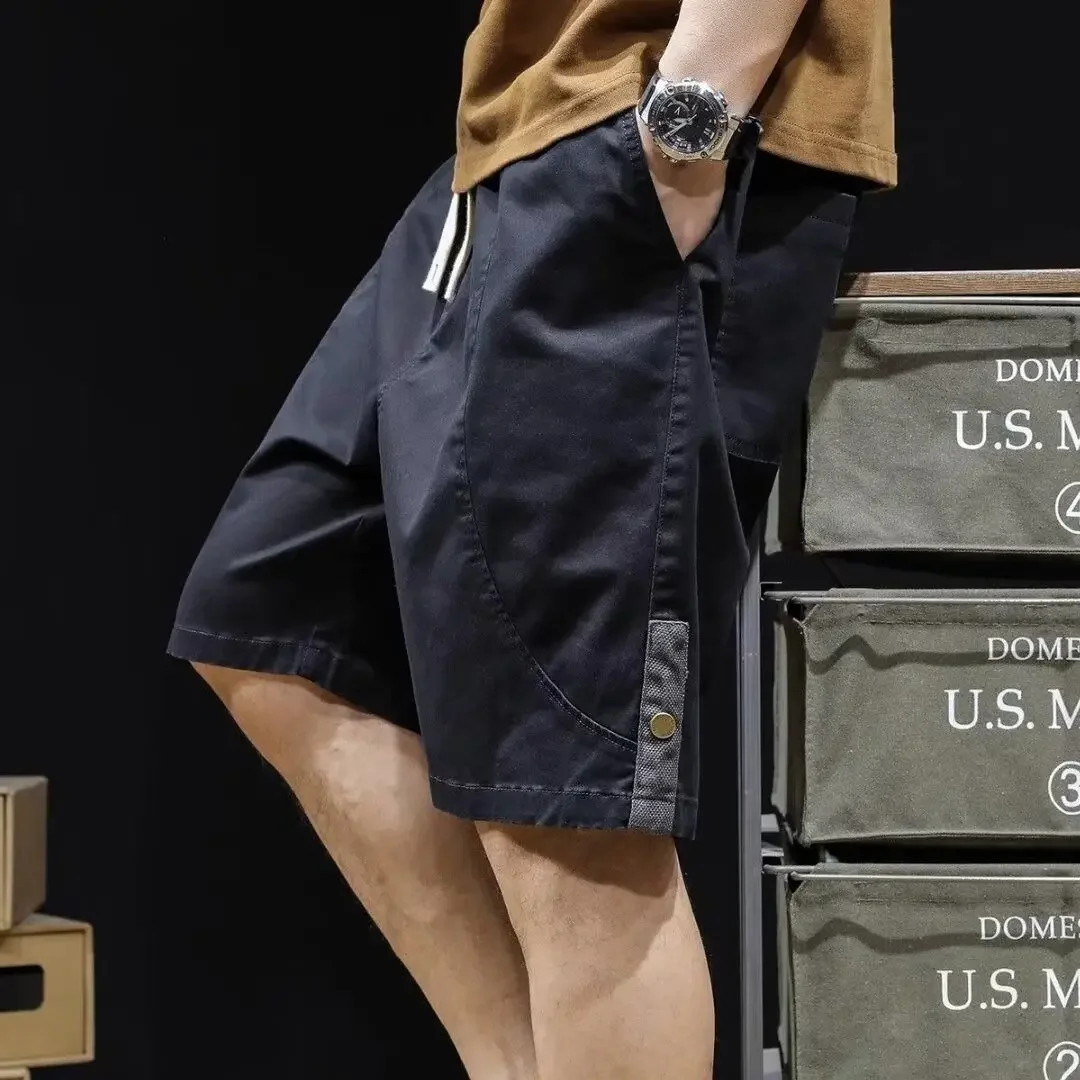 

Бермуды, полу свободные с завязками, большие размеры, мужские короткие брюки, мешковатые, большие размеры, длинные однотонные карманы, эластичная талия, широкая одежда, высокая одежда