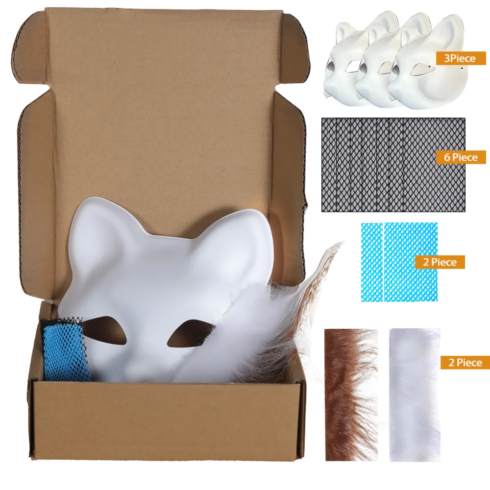 

Hot-selling Dumb White Cat Set Boxed PVC Hand-painted DIY Mask