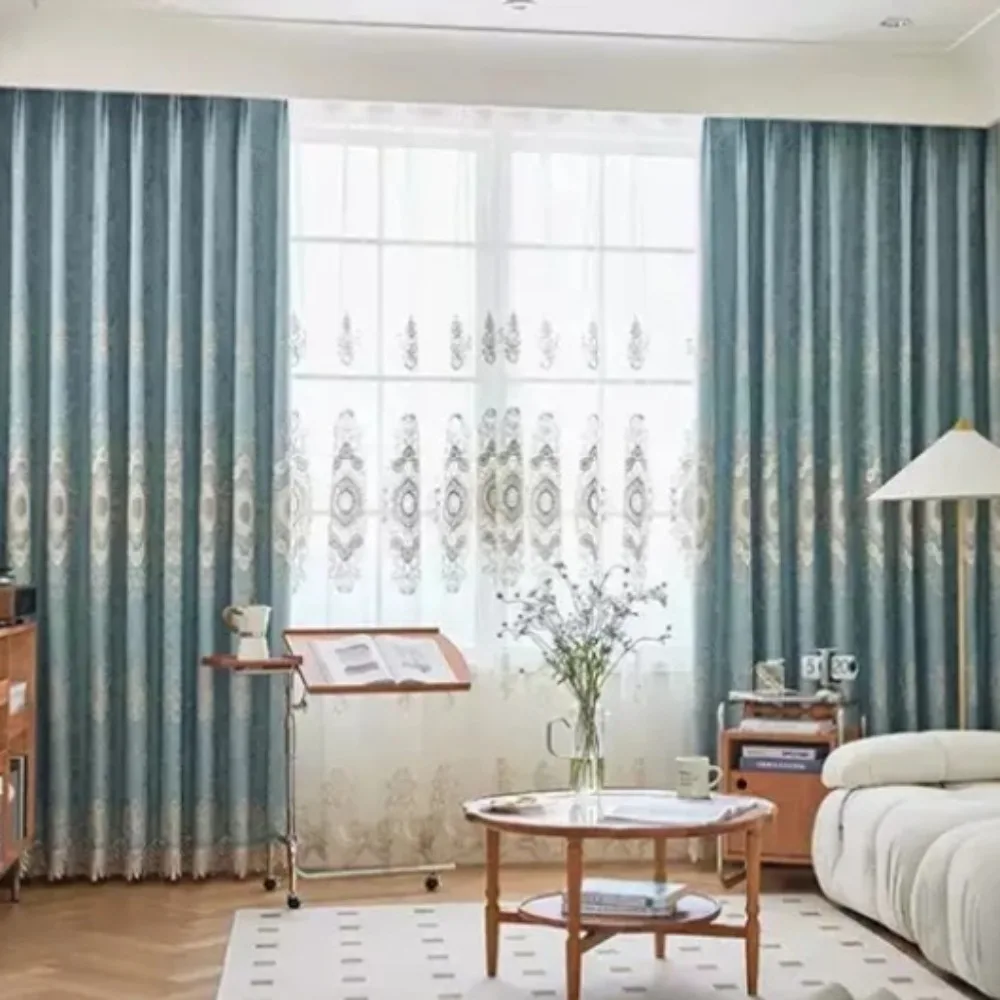 Luxury Embroidered Chenille Blackout Curtains for Living Room Bedroom with High-End Regal Palace Design for Elegant Home Decor