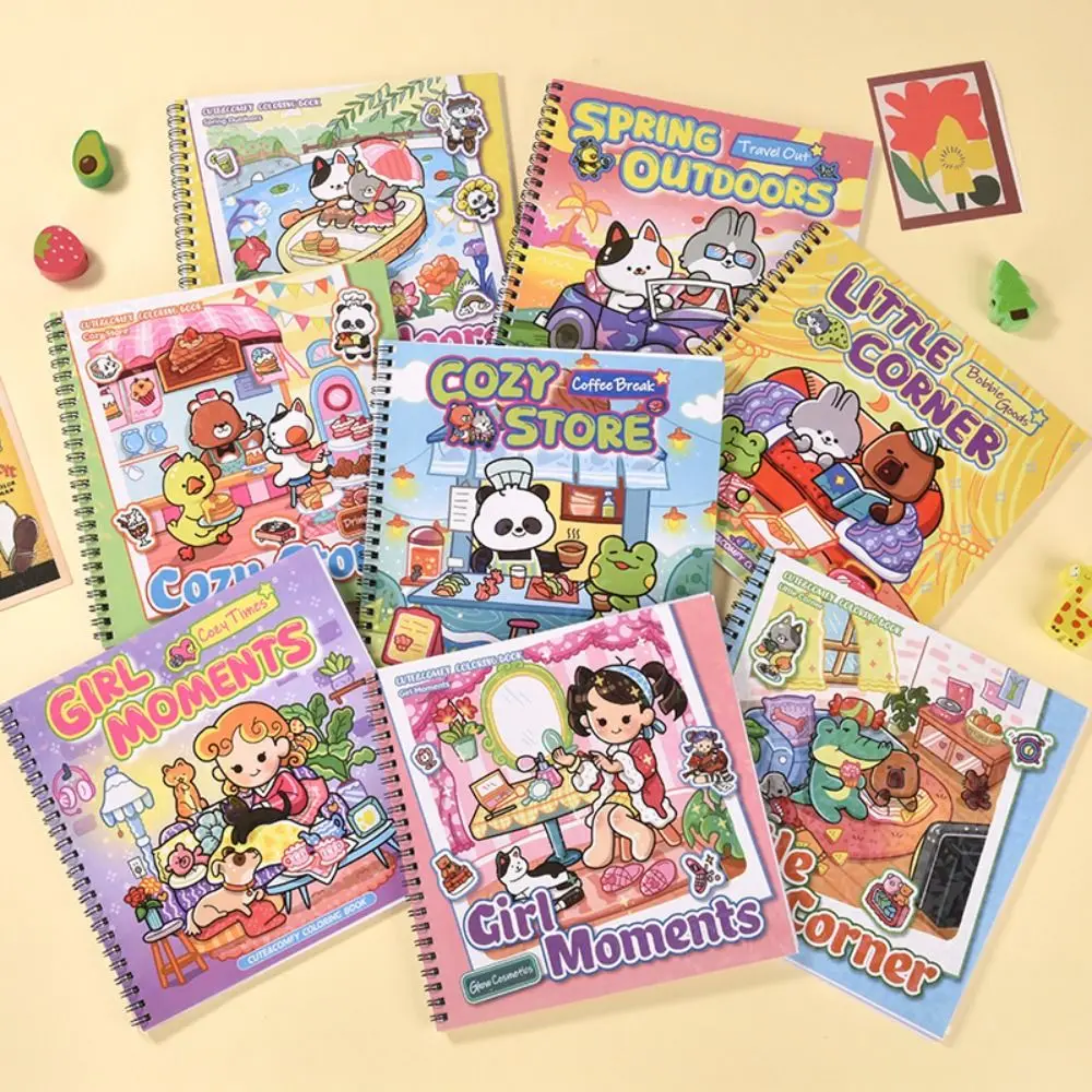 Cartoon Relaxation Gift Coloring Book Educational In Cozy Moments Graffiti Painting Book Doodles Book Adults and Teens