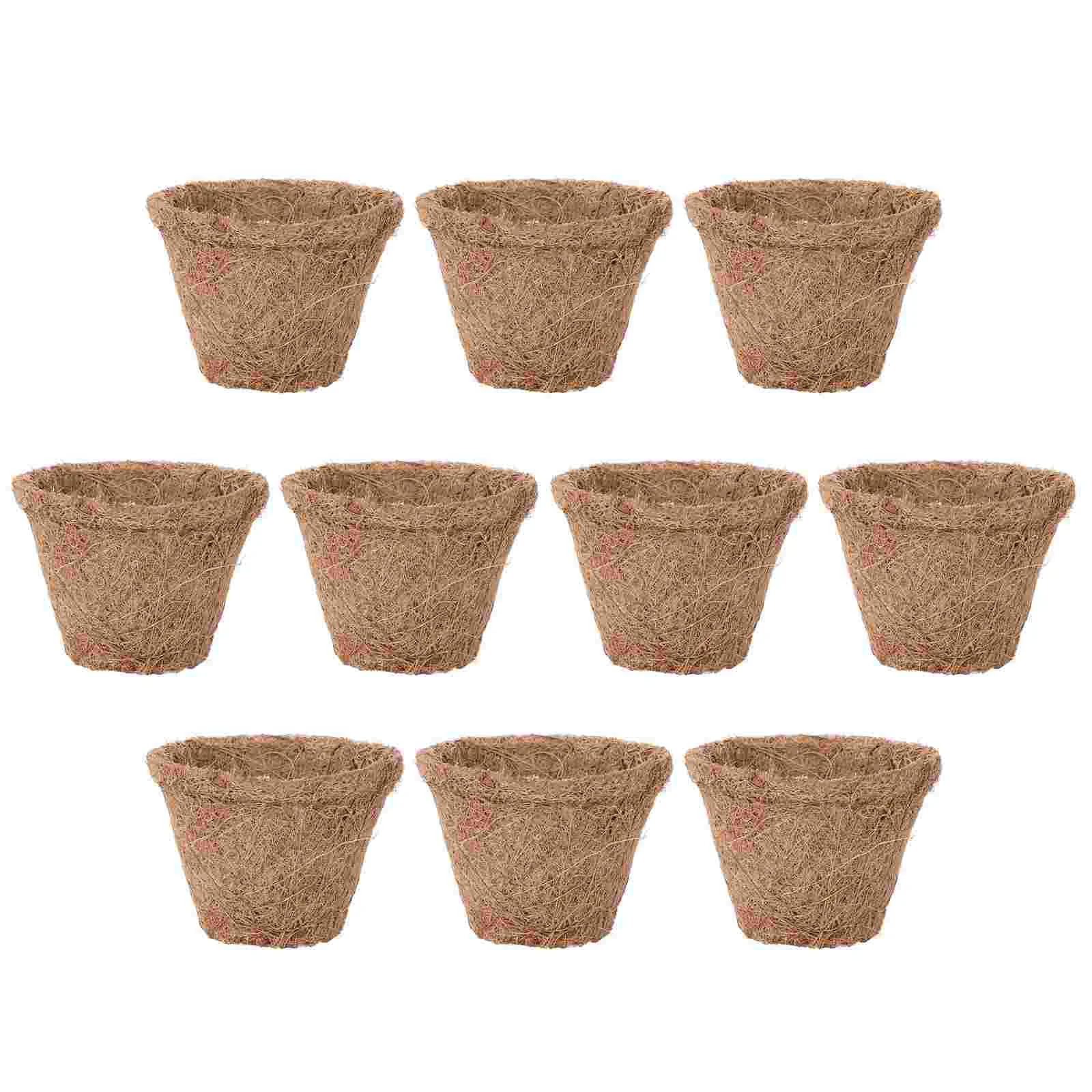 

10 Pcs Coconut Palm Nursery Basin Plant Planting Vase Flowers Basket Mats Pots Indoor