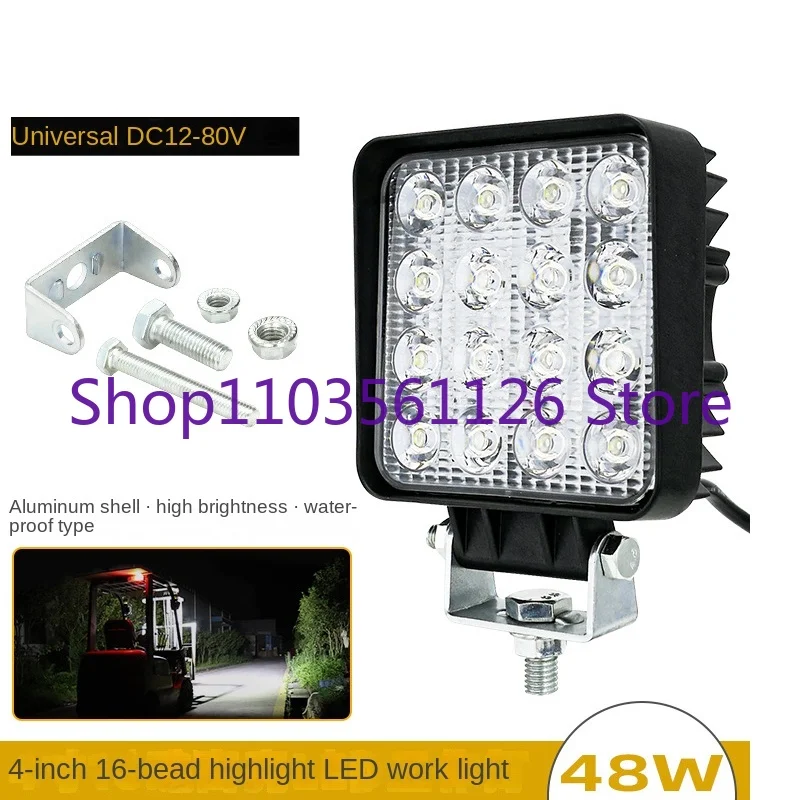 

Excavator Forklift Headlight 12V Super Bright Arm Lamp 24V Bright Led Cab Top Light Toolbox Lamp Fog Lamp 4-Inch 16 Beads