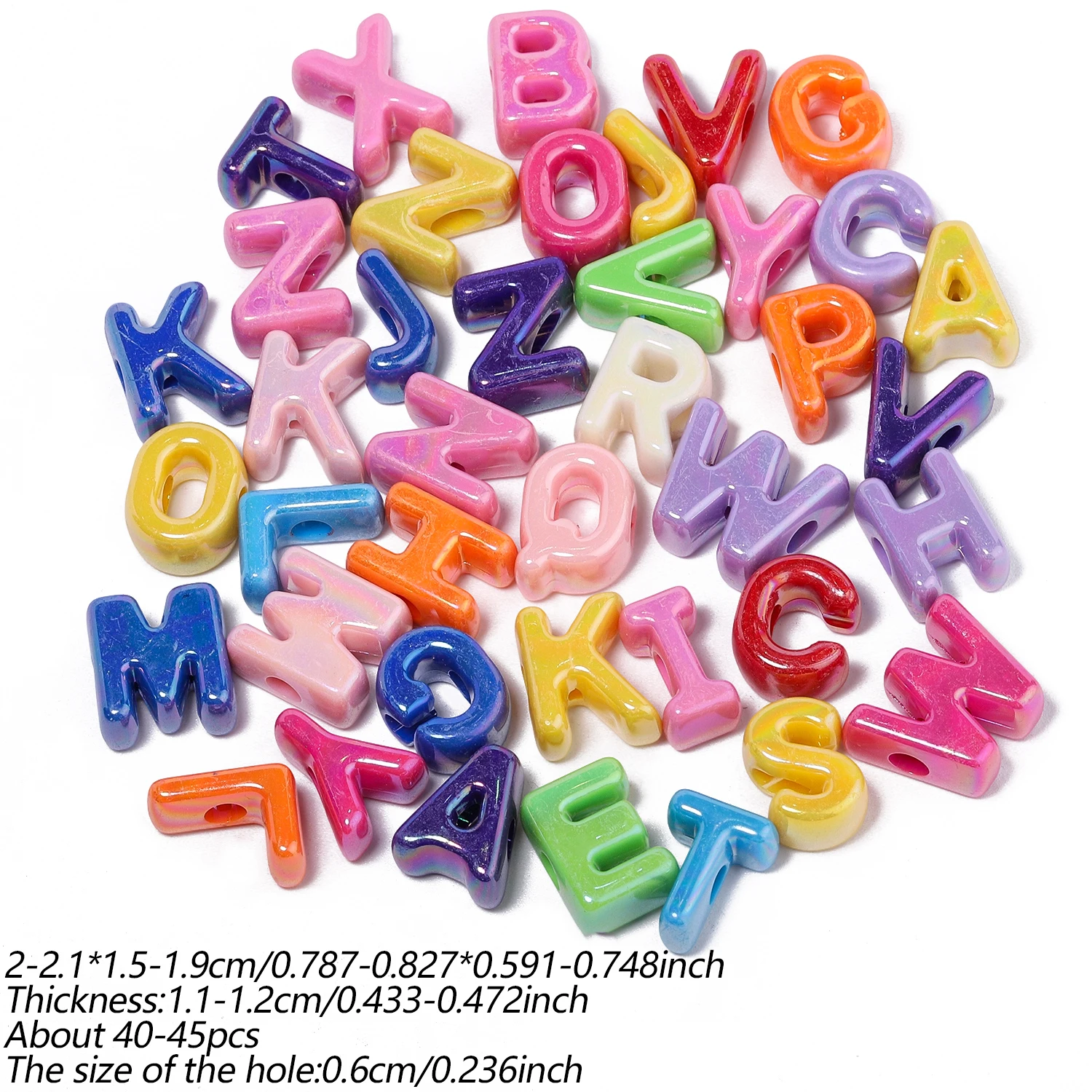 100g Farbige Acryl-Lose-Perlen mit großen Löchern in Buchstabenform für DIY-Schmuckherstellung, Armbänder, Ohrringe, Halsketten, Schlüsselanhänger-Materialien – Detail 6