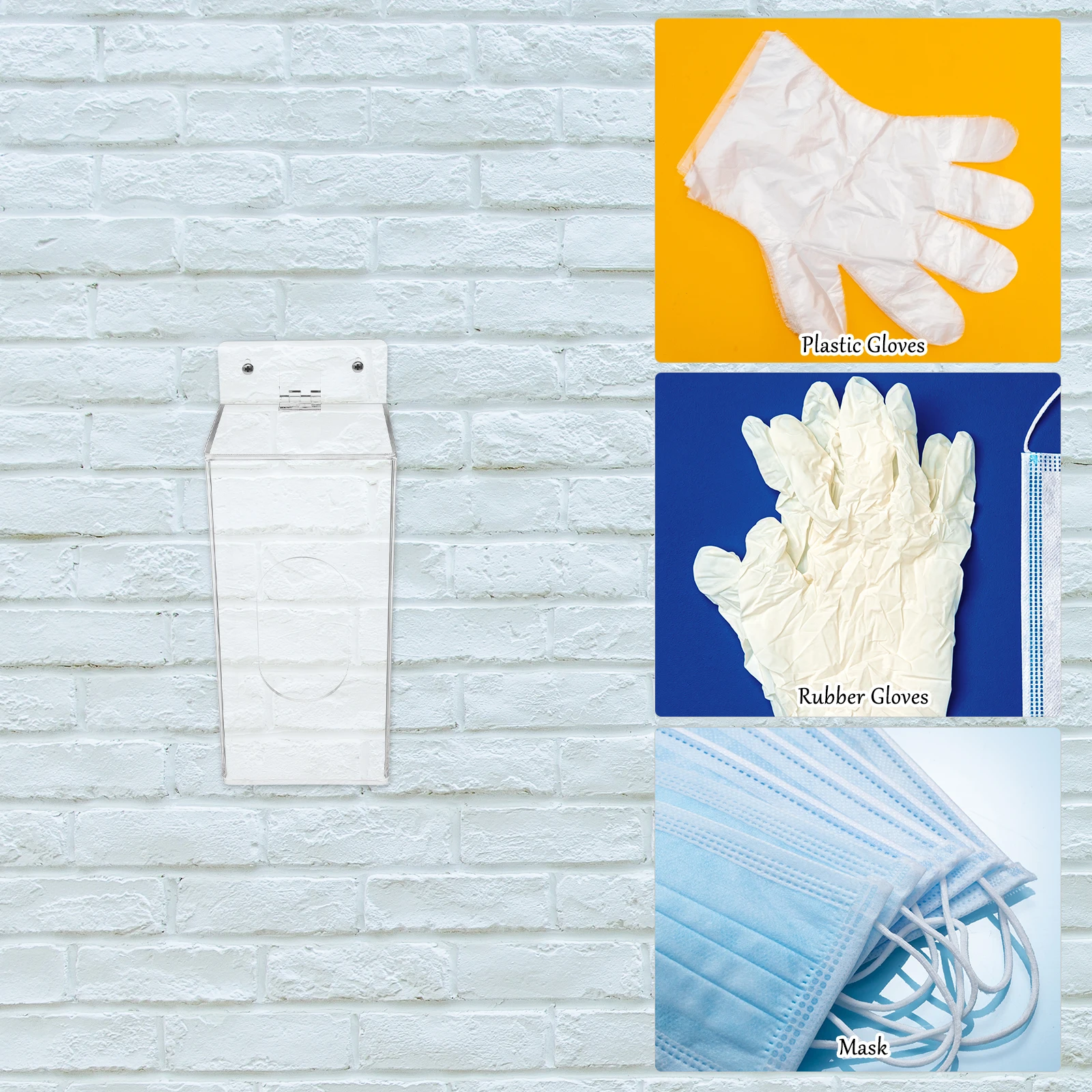 

Wall Mount Glove Dispenser Acrylic Storage Box for Masks Gloves Lab Hospital Use Transparent Container Disposable Gloves