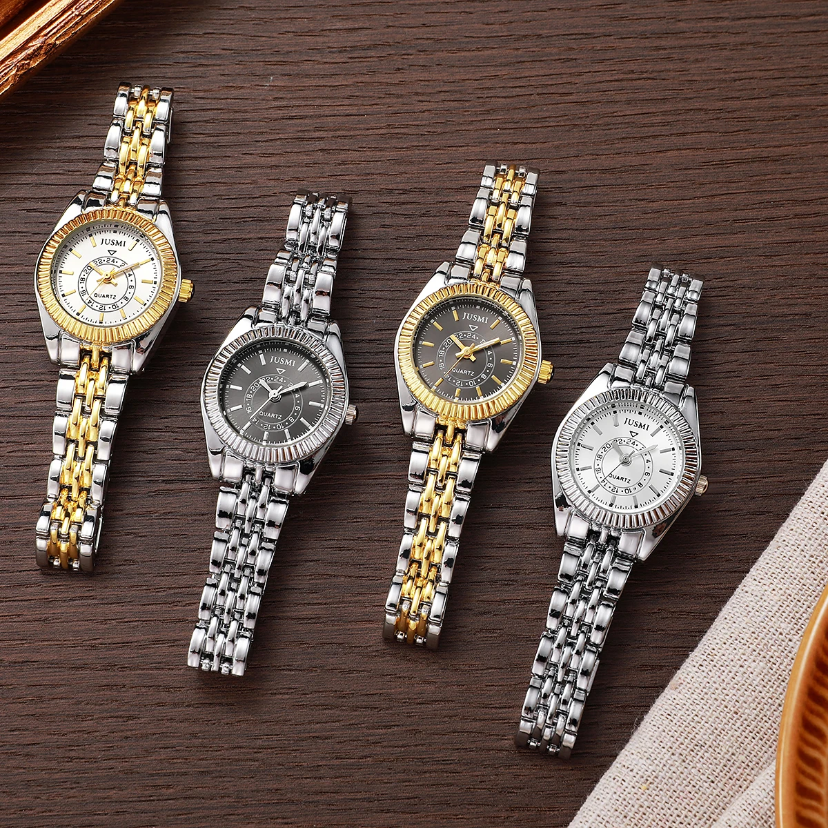 ساعة كوارتز عصرية فاخرة وخفيفة الوزن وحزام من سبائك الصلب، مناسبة للارتداء اليومي والذكرى السنوية وهدية عيد الميلاد