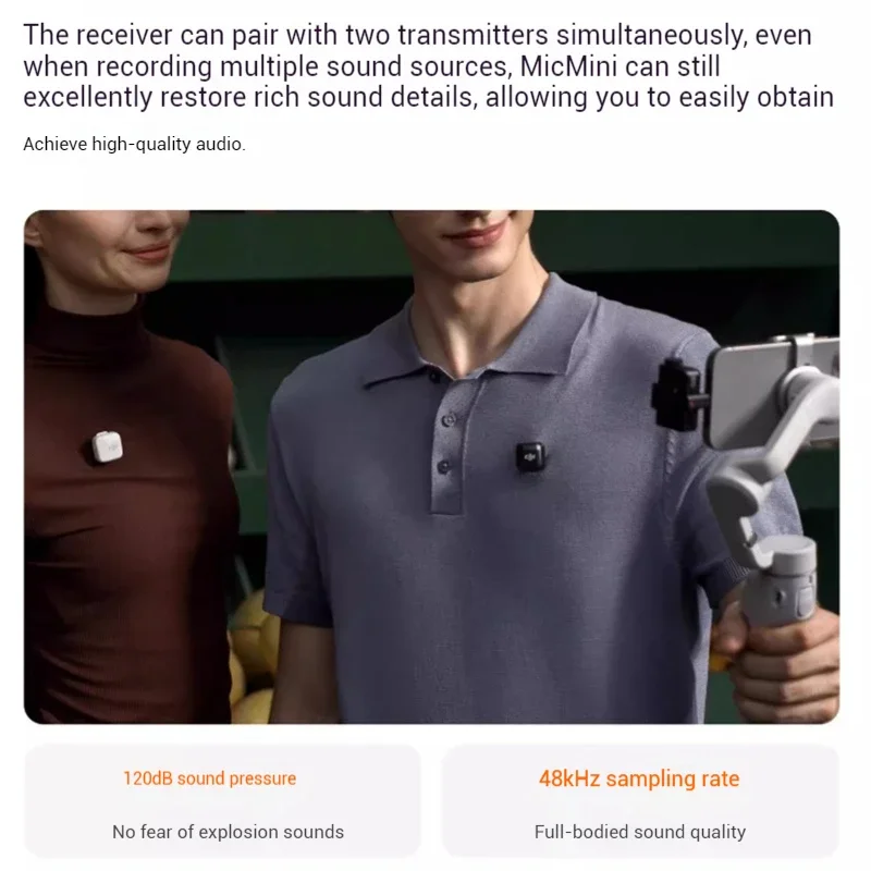 لـ DJI Mic Mini 2TX 1RX إضافة علبة شحن عملية 48 ساعة على مستوىين نشط إلغاء الضوضاء نقل صوت عالي الجودة