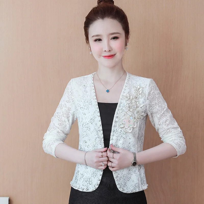 

Women's Summer Thin Short Lace Cover up Jacket New Style Outer Shoulder Pad UV Protective Polyester Fiber