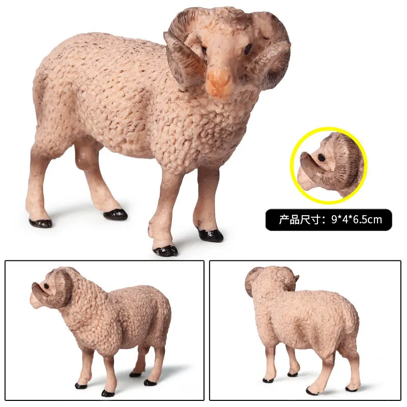 Simulation of children's wild animals solid static model corner sheep hand-made big horn sheep plastic toys