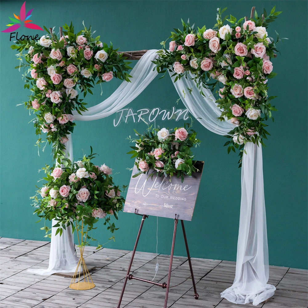 

Greenery Triangle Flower Arrangement Wedding Backdrop Deco Artificial Rose Green Leavf Event Party Fleur Artificielle Decoration