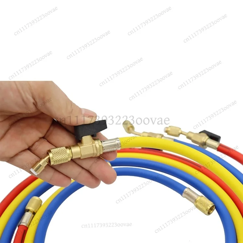 LF-A/C Refrigerant Charging Hoses 1.6M 1/4In SAE Ball Valve For R134A R12 HVAC Air Condition Filling Tools