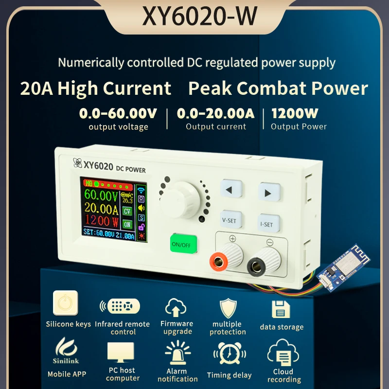 Imagem -02 - Cnc Ajustável dc Power Supply Tensão Constante Corrente Constante Manutenção Conversor 20a 1200w Módulo Step-down Xy6020 Xy6020w