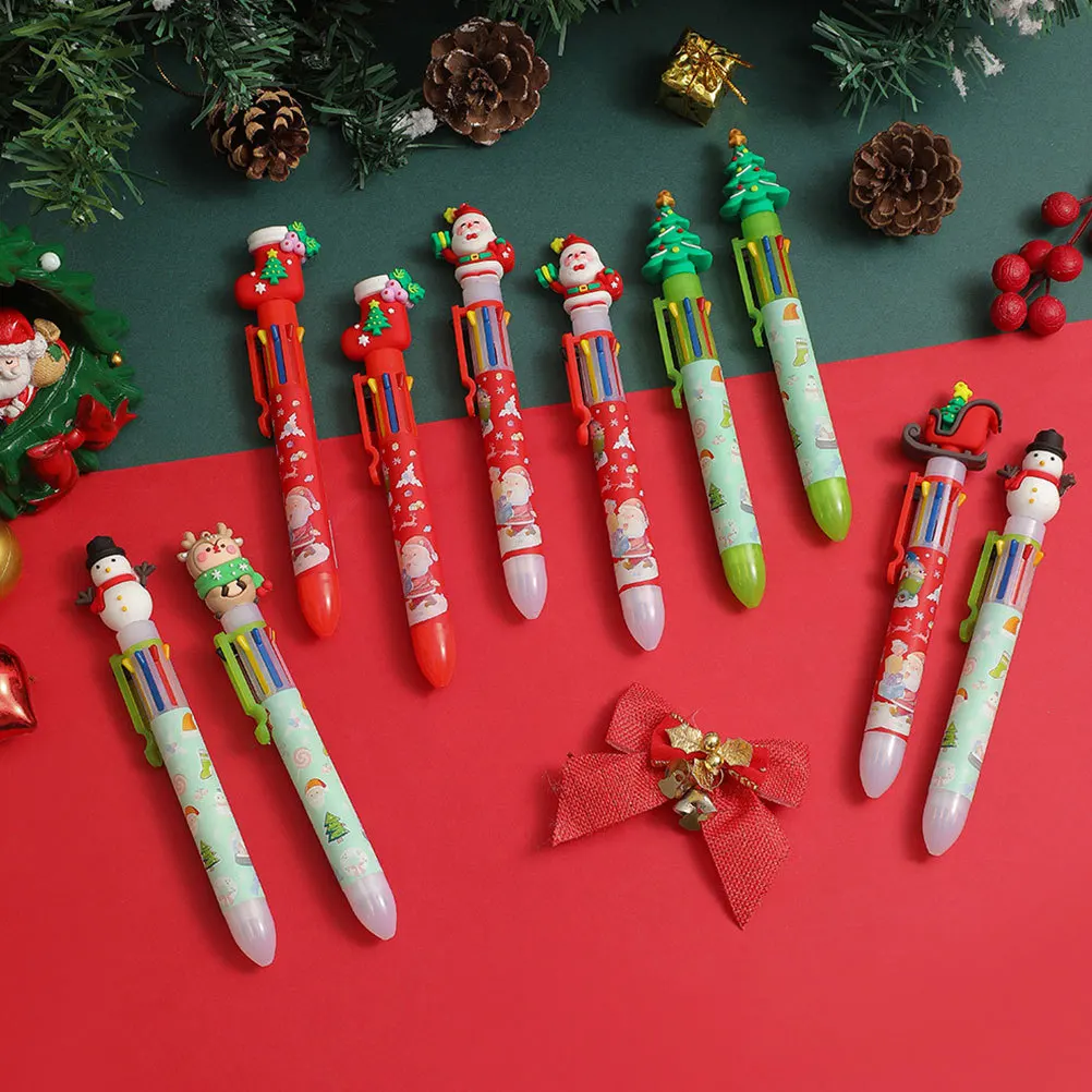 

BUTIFULSIC 6pcs Christmas Ballpoint Pens Unique Student Writing Pens Office School Supplies Xmas Gift Cartoon Plastic Pen
