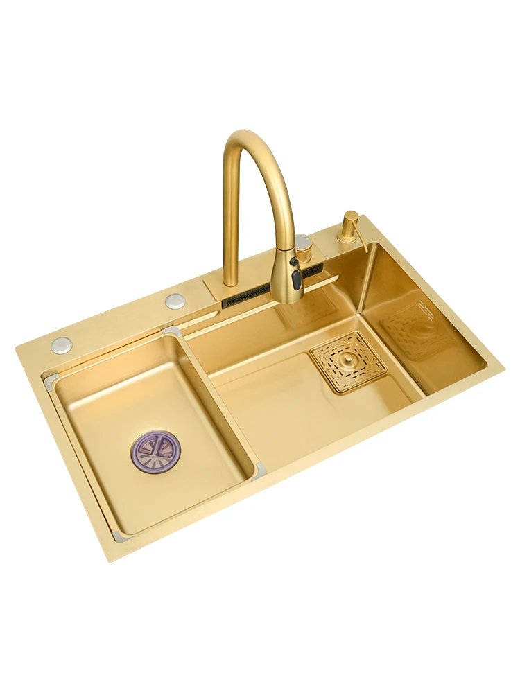 Nano Golden Raindance Waterfall Sink Kitchen Large Single Undercounter