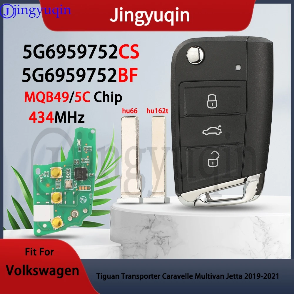 

Jingyuqin 5G6959752CS/BF 434 МГц дистанционный ключ MQB49/5C чип для Volkswagen Tiguan Transporter Caravelle Multivan Jetta 2019-2021