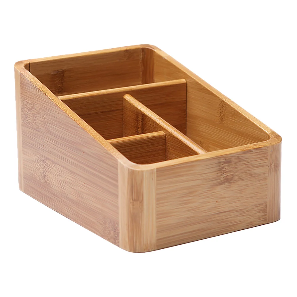 Bamboo Storage Box Mobile Phone Holder Makeup Organizer Case Organizers Office