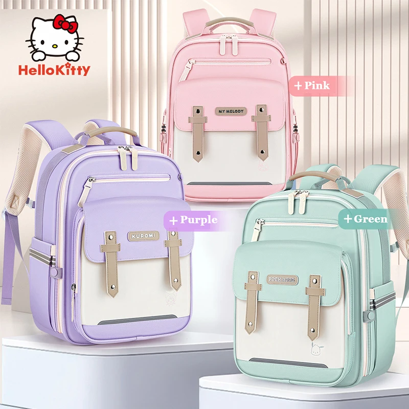 Miniso My Melody Kuromi Primary Student Grade1-4 Backpack Girl Cartoon Schoolbag Schoolgirl School Bag Pupil Girls kid Cute Gift