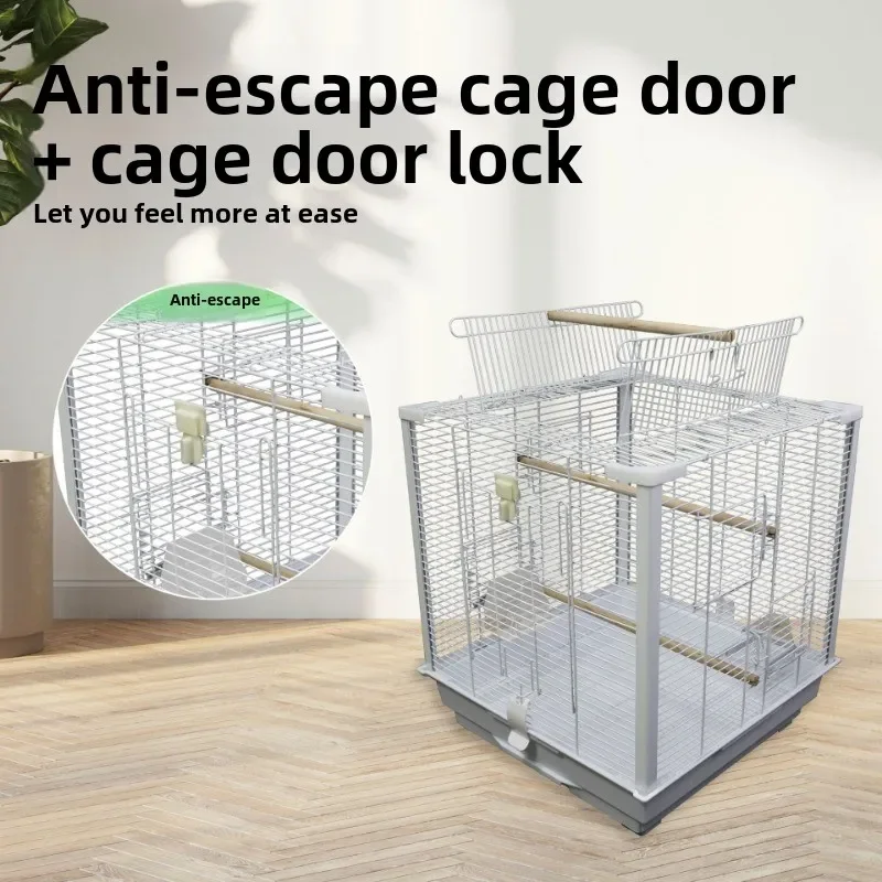 Gaiola de pássaro de papagaio de luxo grande peônia pele de tigre propund phoenix pássaro interativo papagaio transparente ornamental b