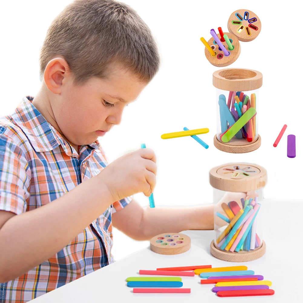 

Деревянные игрушки Монтессори для развития мелкой моторики, сортировки по форме и цвету, сенсорные игрушки для малышей 1-3 лет