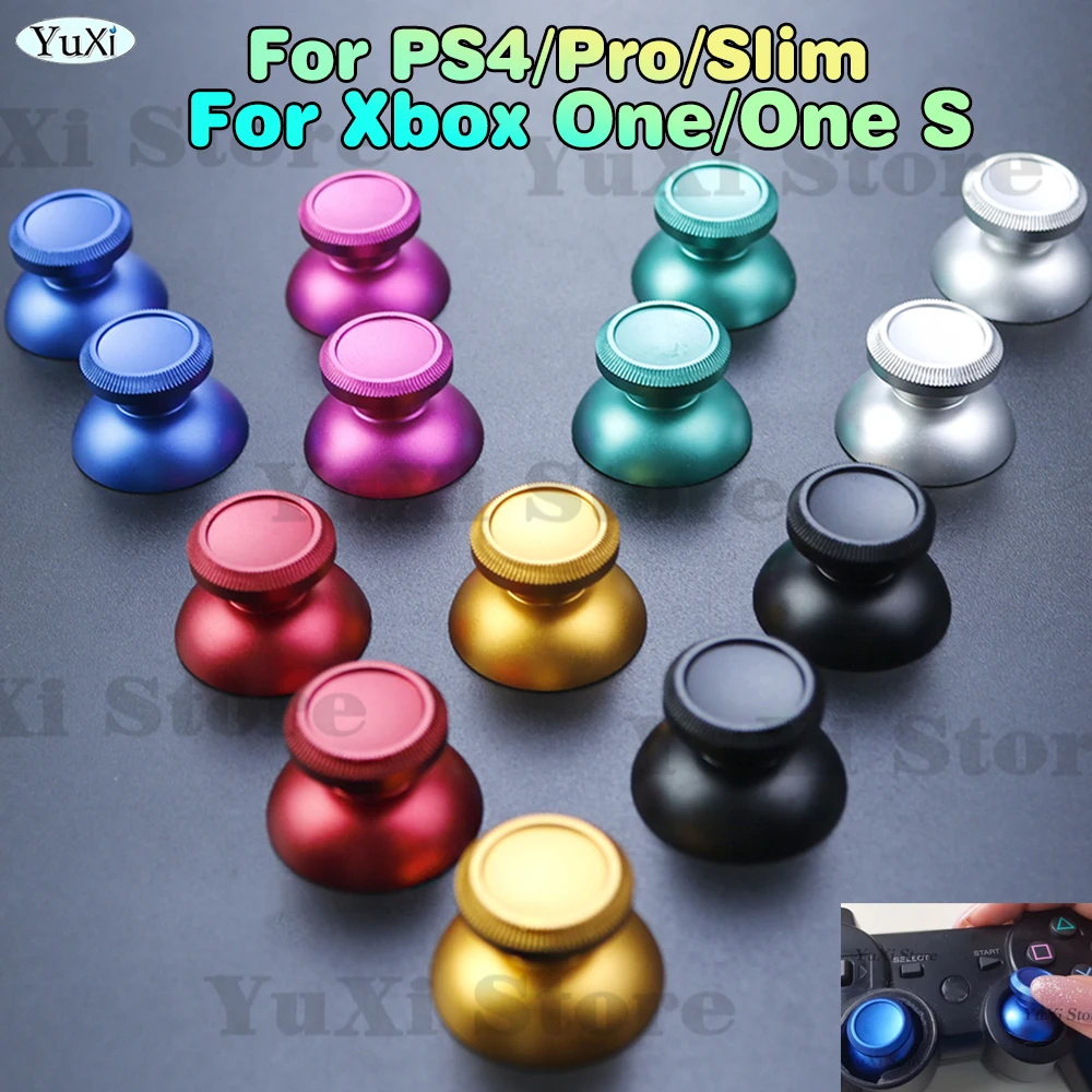 

1pair Metal Aluminum 3D Analog Joystick Thumb Stick Grip Cap Button For PS4 Slim Pro For Xbox One Slim S Controller Replacement