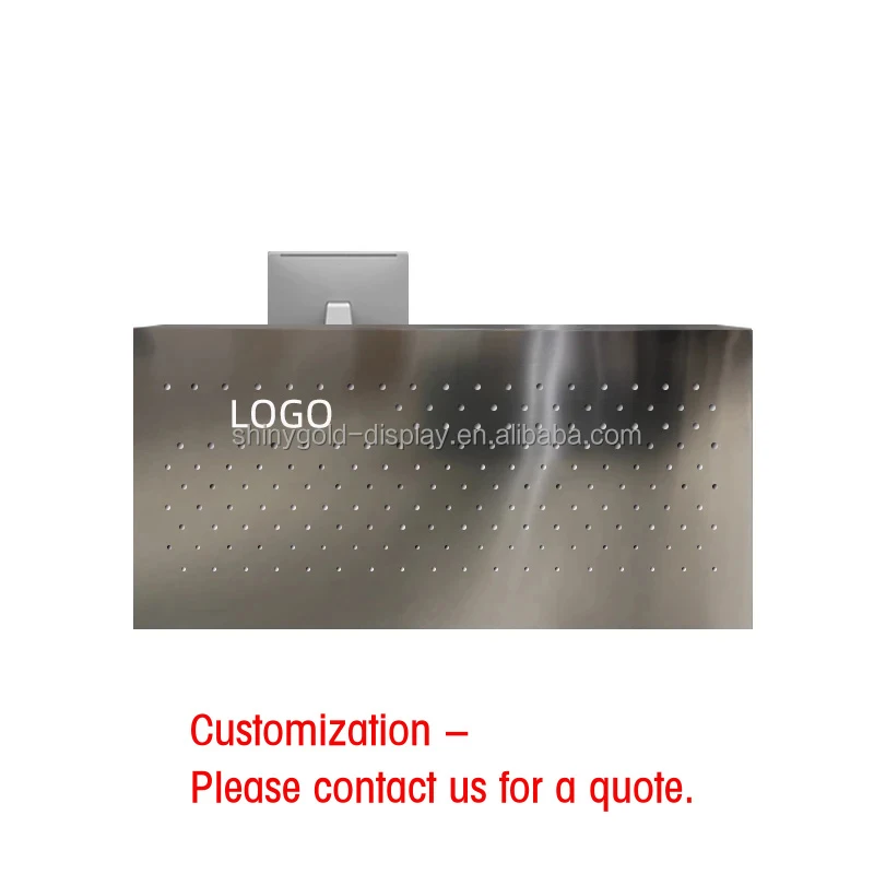 

custom.Modern Simple Furniture Checkout Tables Stainless Steel Reception Counter Desk Cashier Table Sale