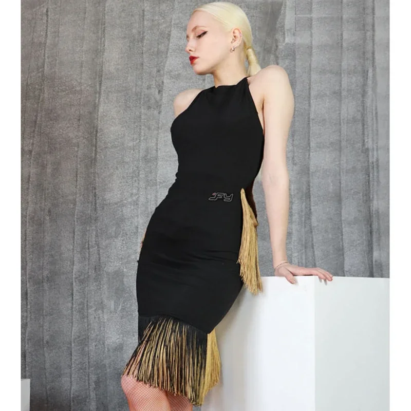 

Woman Sexy Backless Fringe Skirt Dance Performance Dress Competition Dress Latin Dance Dress