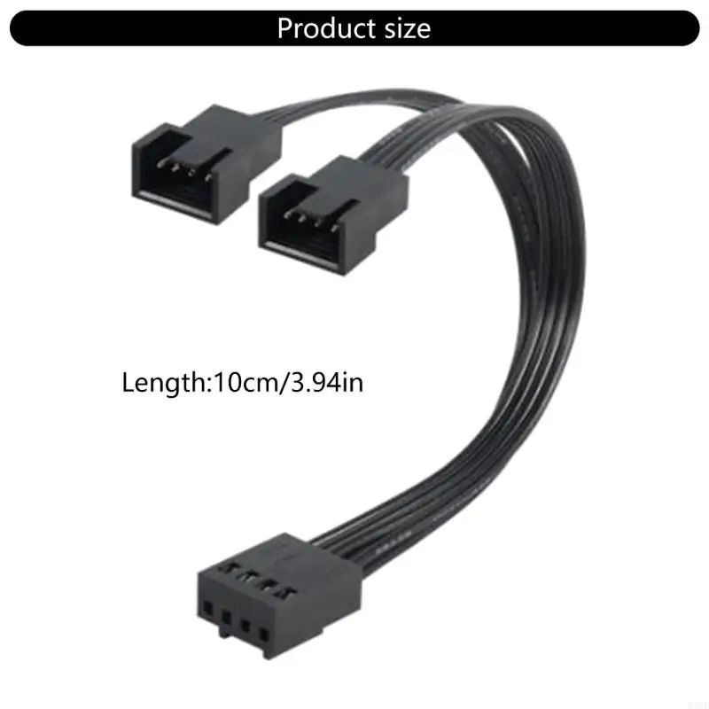 4Pin Fan Extension Cable 1 to 2 4Pins PWM Splitter for PC Motherboard, 10cm 83CF