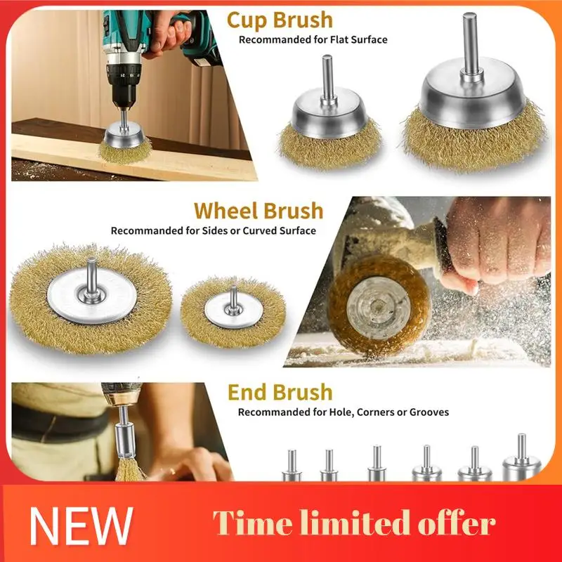 

ABHU Wire Wheel For Drill,1/4In Drill Shank,3In Brass Wire Wheel For Drill Rust Removal Heavy Duty Wire Wheel Brush Drill Bit