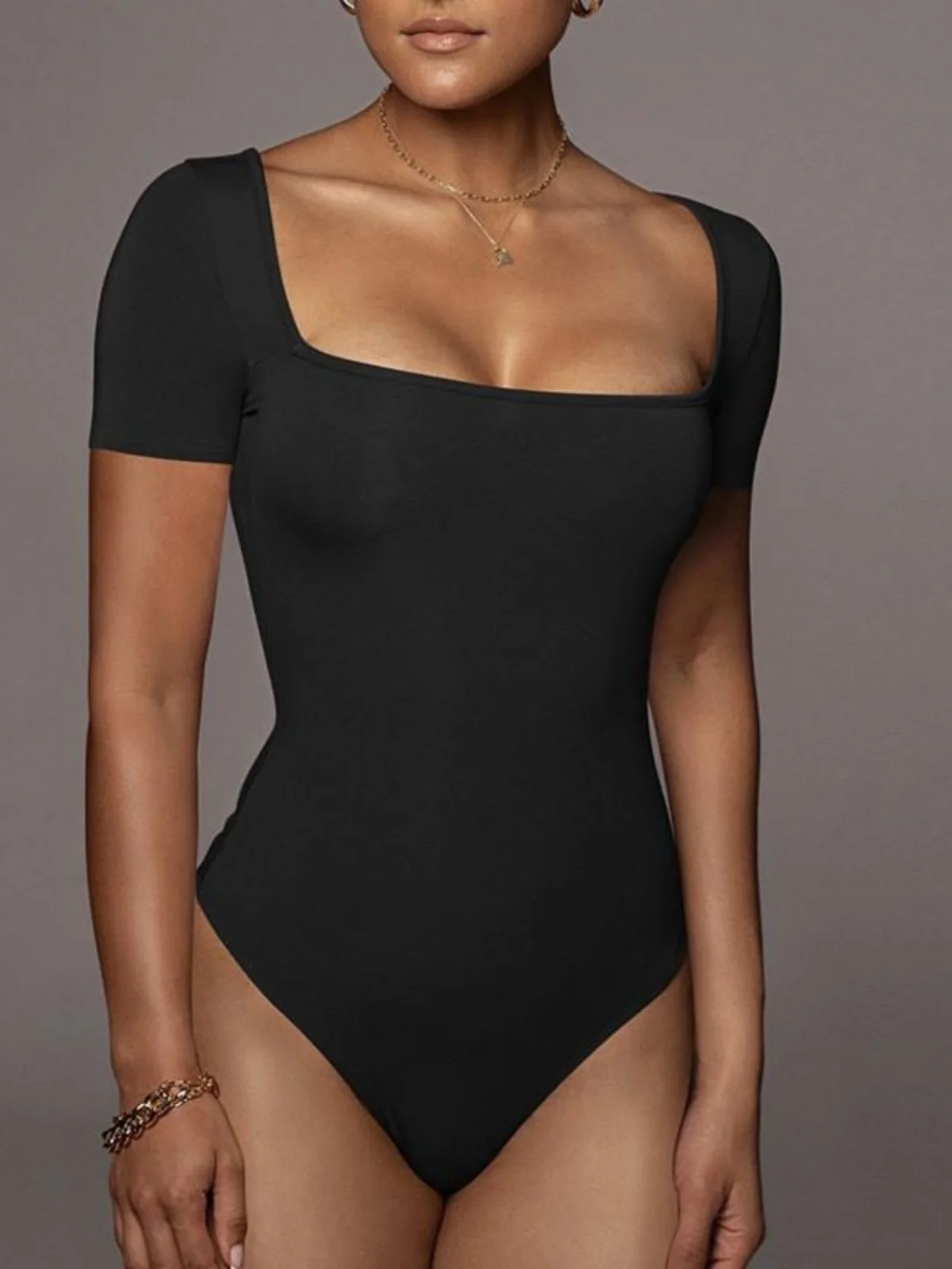 

Sexy Bodycon Jumpsuit Women's Low Waist ort Sve Square Collar Cross-Border Summer New Sle Tight Fit One-Piece Suit