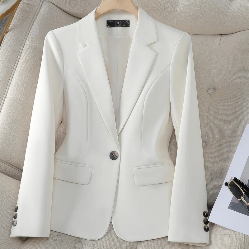 New Office Ladies Formal Blazer Women Beige Coffee Black Female Work Business Wear Slim Jacket Autumn Female Suit Outerwear Tops