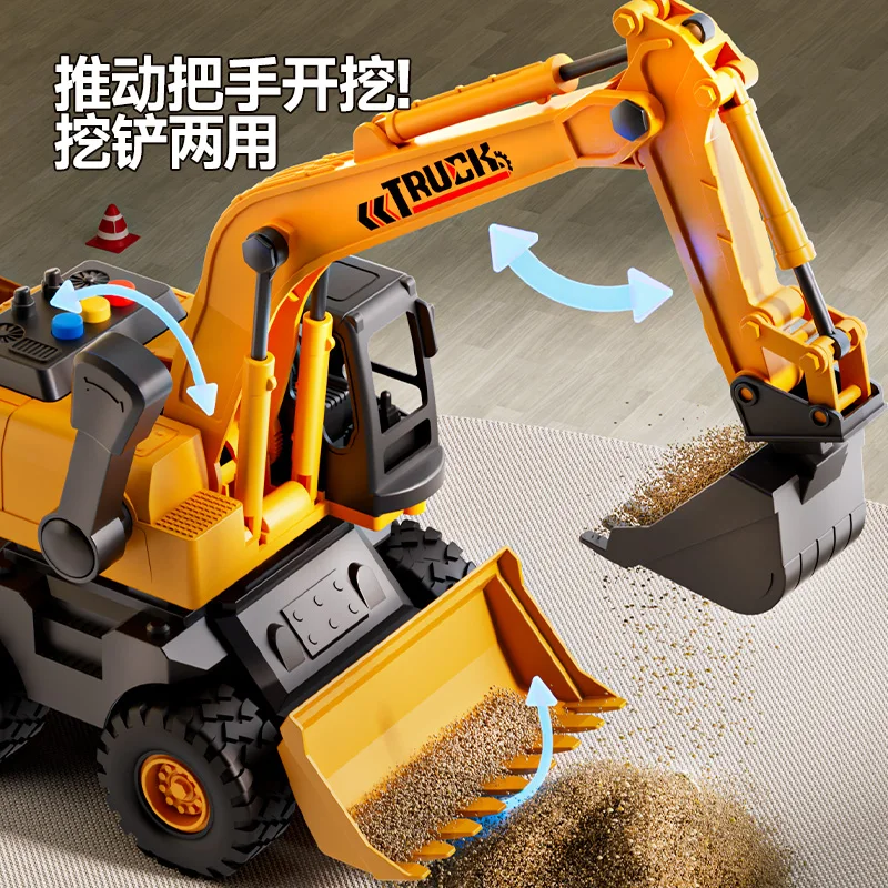 

Children's toy excavator with sound, excavator dump truck, truck transport, engineering vehicle, children's crane, shovel truck