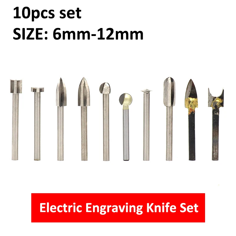 

10pcs set 6-12mm HSS Woodworking Router Bit Milling Cutter Metric Ball Knife 6mm Shank for Wood Carving Root Carving Engraving