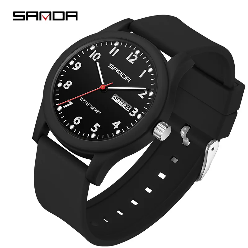 SANDA 3263 Студенческие кварцевые часы ярких цветов, простые милые детские наручные часы с силиконовым ремешком для мальчиков и девочек