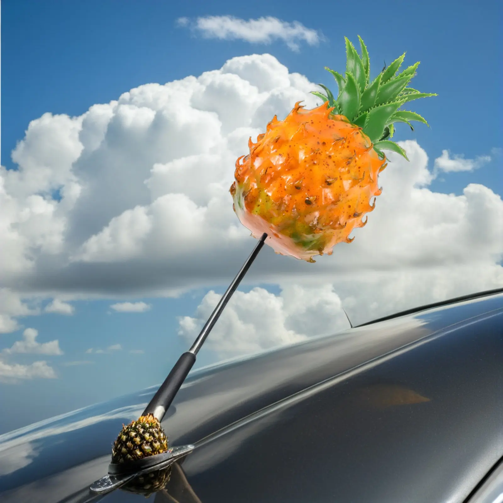 2Pcs Pineapple Antenna Topper Cute Car Roof Antenna Decoration Plastic Novelty Vehicle Exterior Decor Styling Ornaments for Auto