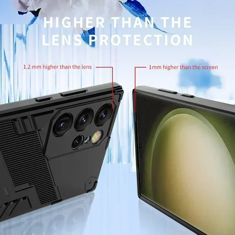 Прочный бронированный противоударный чехол для телефона Samsung Galaxy S22 Plus S23 FE S24 Ultra A33 A53 A14 A34 A54 A15, чехол-подставка с держателем