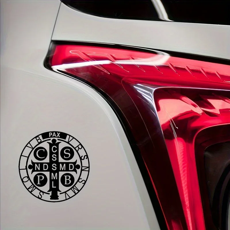 

1PC Black Saint Benedict Medal Vinyl Sticker Waterproof Decal for Laptop Water Bottle Skateboard Phone Case Religious Decor