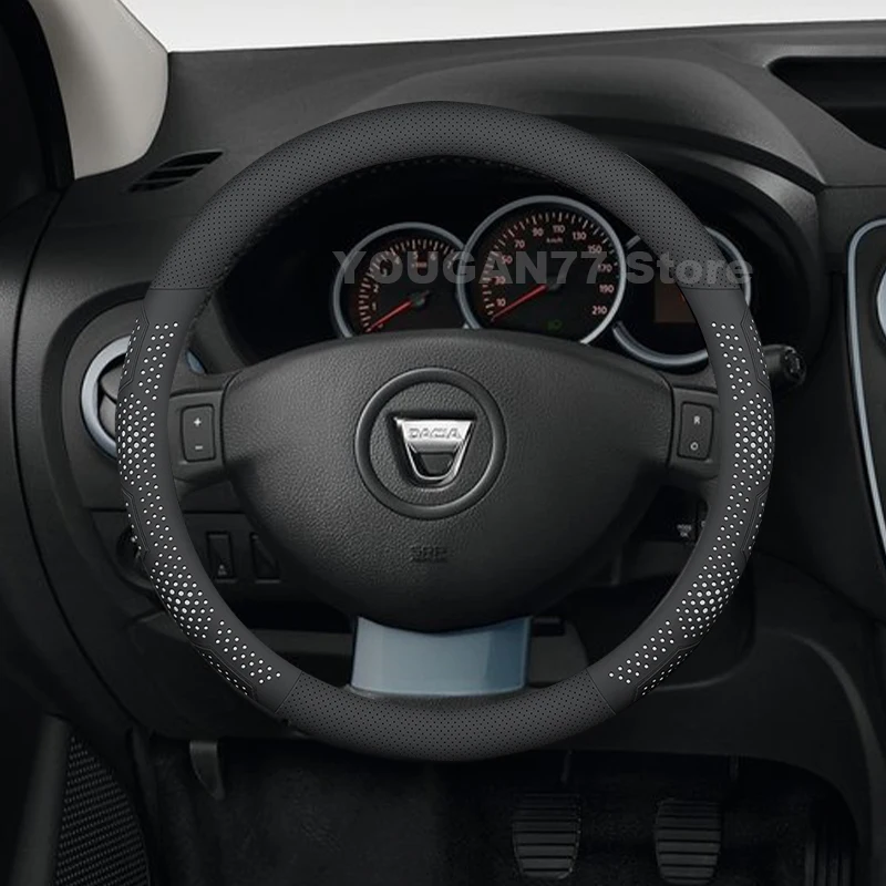 

Leather Car Steering Wheel Cover For Dacia Dokker Stepway 2013 2014 2015 Non-slip Auto Steering Wheel Dacia Dokker Accessories
