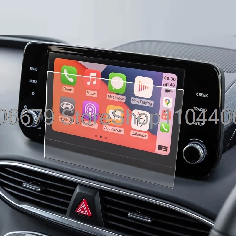 واقي شاشة من الزجاج المقسى لسيارة Hyundai Santa Fe TM 2022 2021 8 بوصة أو 10.25 بوصة ملاحة السيارة نظام تحديد المواقع المضادة للخدش