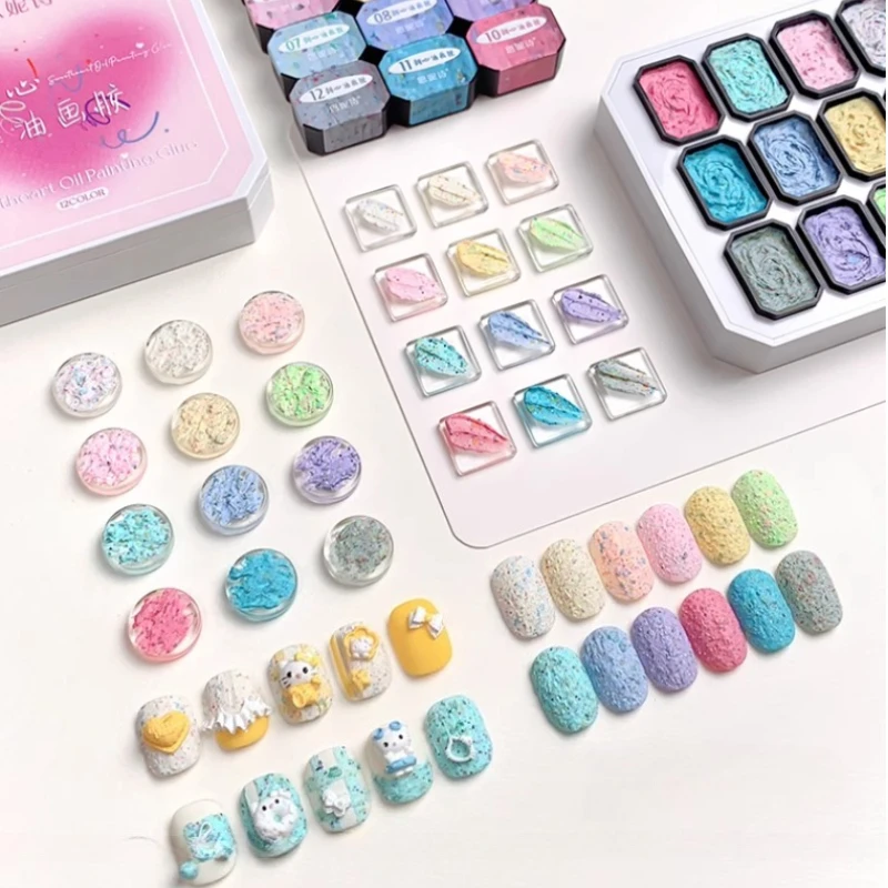 

12 цветов макарон, картина маслом, лак для ногтей, 3D эффект, текстура, клей, консервированный, высокая насыщенность, популярный УФ/светодиодный лак для ногтей, гель-лаки