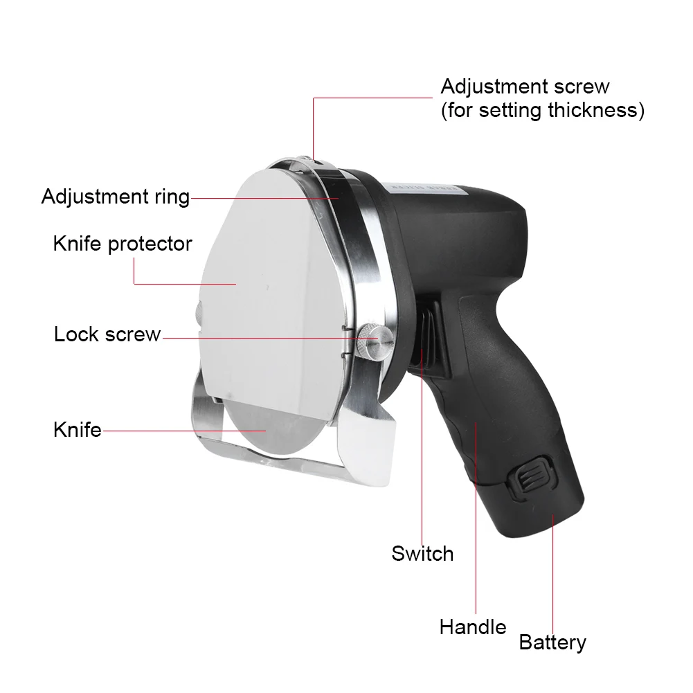 무선 전기 케밥 슬라이서, 두께 조절 가능, 로스트 고기 커팅 블레이드 슬라이싱 머신, EU 플러그, 110V-240V